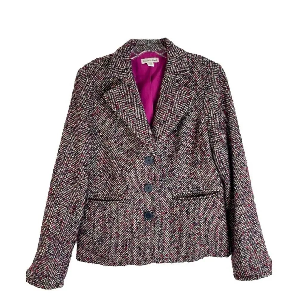 Vintage purple red white wool tweed button preppy office blazer 8 - Picture 1 of 7